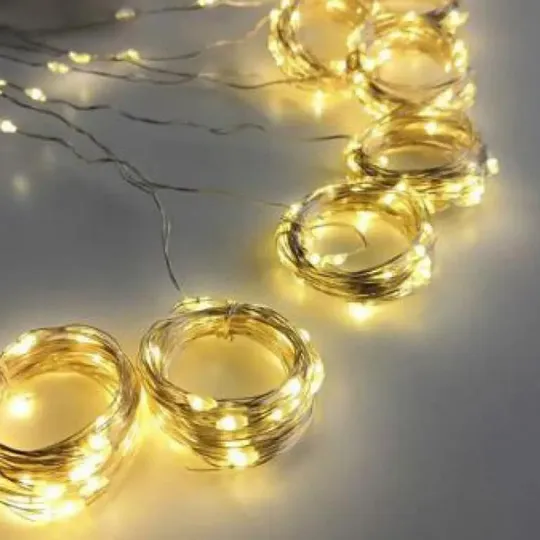 Купити Гирлянда штора Водопад-роса, от USB, 2x2м, 8 нитей, 160 LED, 8 режимов Теплый белый