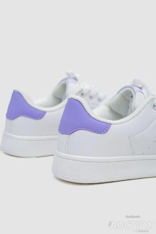 Кеди женские на шнурках, цвет бело-фиолетовый, 248RH187-4 Продаж