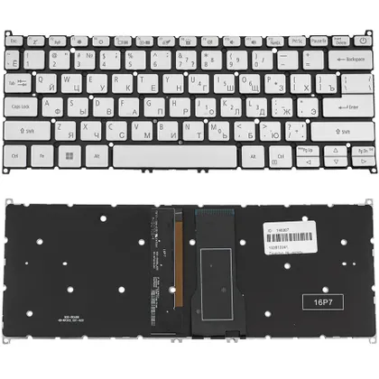 фото, Клавіатура для ноутбука ACER (AS: SF314-54) rus, silver, без кадру, підсвічування клавіш