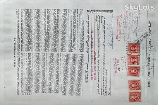 Купити Акція Сертифікат на 3 Акції Food Fair Properties Inc. 1974 США Mt 08