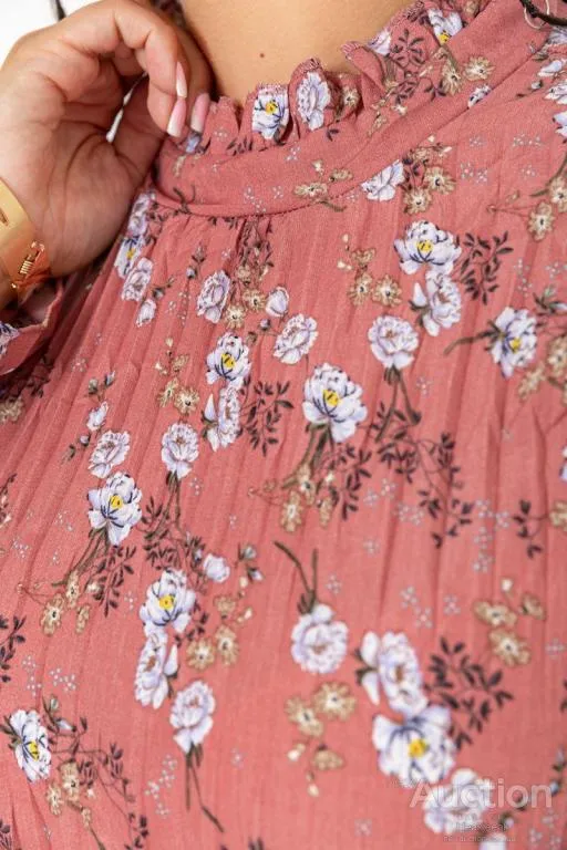 Платье шифоновое с принтом, цвет сливовый, 204R201-1 Де купити