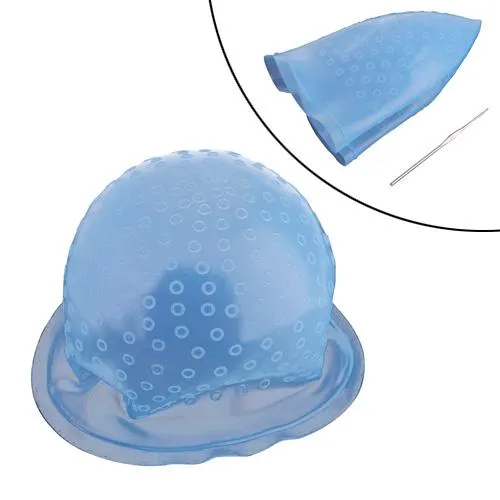 Шапка шапочка для мелирования волос с крючком многоразовая, силиконовая Ціна