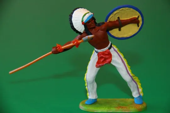 ІНДІАНЕЦЬ Зі ЩИТОМ ТА СПИСОМ № 6822 индеец ELASTOLIN 70мм ФРГ ЛЮКС Ціна