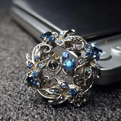 фото, Дрес-кліпса, брошка, затискач для шарфа камінці синього кольору