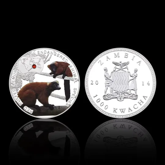Набір із 12-ти монет з срібним покриттям &quot;Зникаючі тварини світу&quot;. ZAMBIA, 1000 KWACHA, 2014 р. Продаж