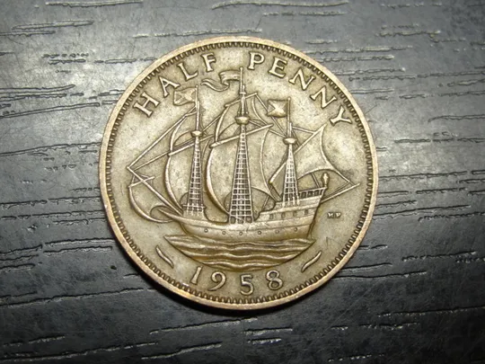 1/2 пенні 1958 Британія Ціна