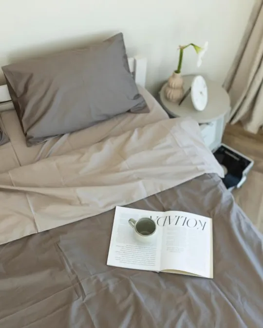 Постельное белье полуторное Dushka Home Сатин Люкс 20908 160х215 см серый с светло-серым Продаж