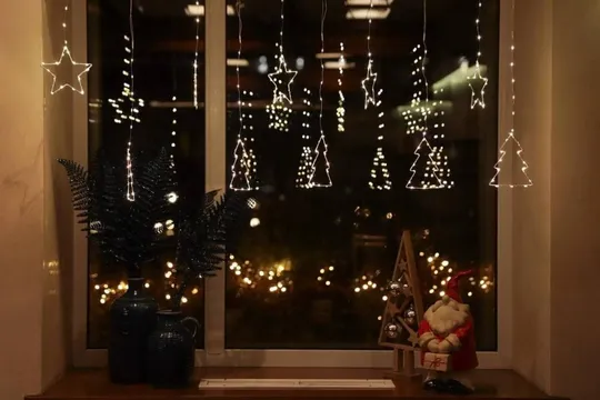 Гирлянда штора роса "Елочки Звезды" от USB, 3x1м, 10 фигурок, 8 режимов Продаж