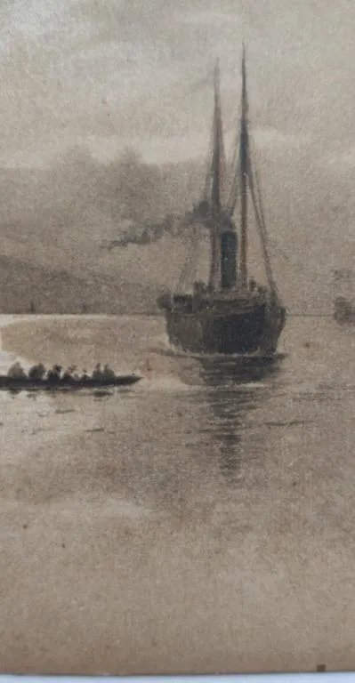 1900 г Антикварная открытка Босфор- паровая яхта, лодка с пассажирами nk535 З аукціону