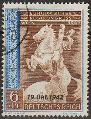 фото, 1942 - Рейх - Поштовий конгрес - Надрук 6 Mi.824 _3,50 € _гаш