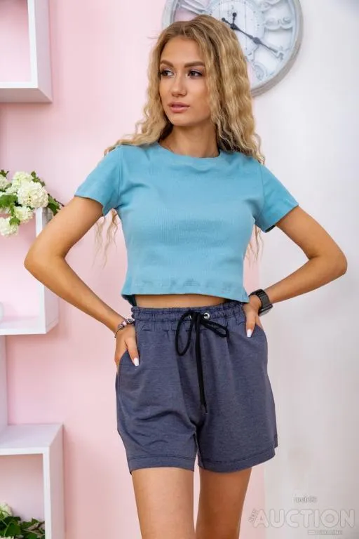 Укороченная женская футболка, оливкового цвета, 102R204 Ціна