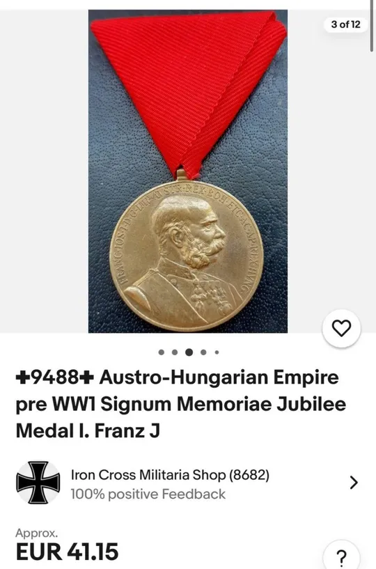 Австро-Венгрия.Медаль в честь 60 -летия Ф-И.Состояние БОМБА. З аукціону