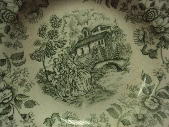 тарелка керамика Англия C.P. IRONSTONE TABLEWARE кавалер с дамой лот 2 шт (одна глубокая) №771 Продаж