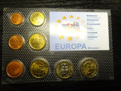 фото, Комплект євромонет Словаччини 2009 UNC (повний комплект)