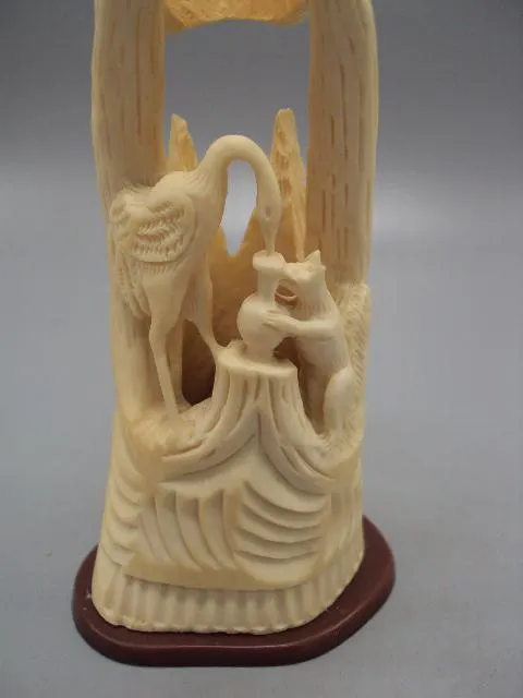 Карандашница кость сказка лиса и журавль высота 17 см вес 294 г №13681 З аукціону