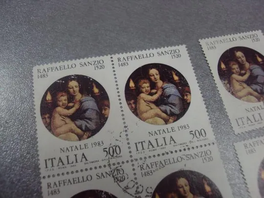 Купити марки лот 7 шт Италия сцепки 1983 искусство живопись рафаэль 500 лет со дня рождения гаш №194