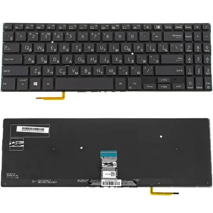 фото, Клавіатура для ноутбука ASUS (B1500 series) rus, black, без кадру, підсвічування клавіш
