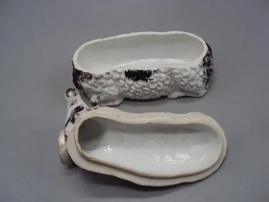 Масленка фарфор Кузнецов барашек шкатулка баран Кузнецова 10,5х17х14,7 см под реставрацию №2944 Недорого