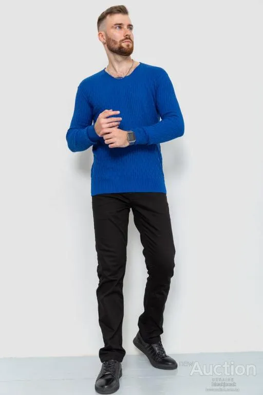 Купити Свитер мужской однотонный, цвет синий, 235R1394