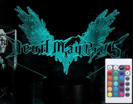 Акриловий світильник-нічник з пультом 16 кольорів Devil May Cry tty-n001988 Ціна