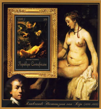 фото, ЦАР-Живопись- Рембранд -2011.Чистый  красивый Блок.MNH.