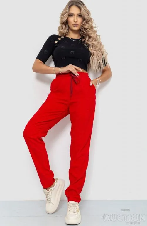 Купити Штаны женские вельветовые, цвет красный, 102R270