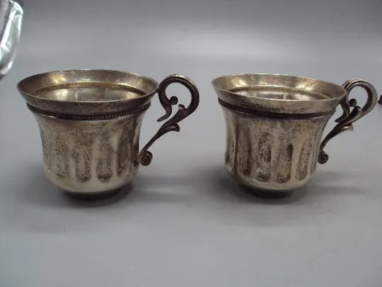 Чашки серебро 925 проба Украина Киев новые чашка лот 2 шт вес 130,37 г размер 5,2 х 6,1 см №13767 Де купити