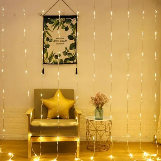 Гирлянда штора Водопад-роса, от USB, 2x2м, 8 нитей, 160 LED, 8 режимов Теплый белый Характеристики