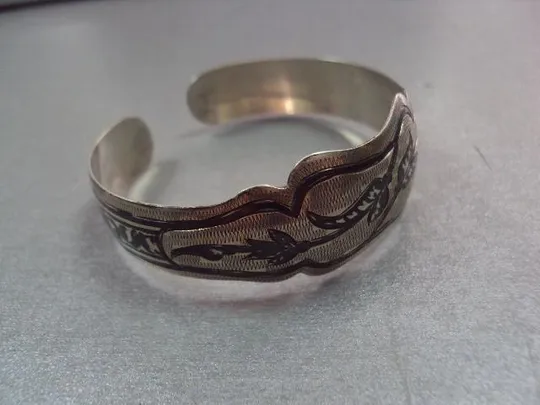 женский жесткий браслет цветы чернь серебро 875 проба ссср вес 17,4 г №3265 Характеристики