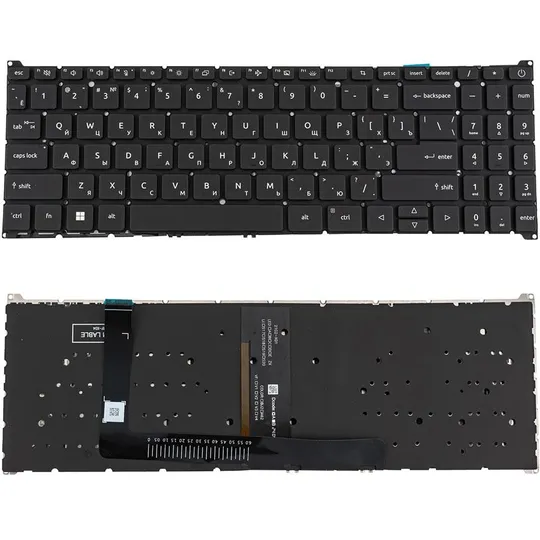 Клавіатура для ноутбука ACER (AS: A315-59) rus, black, без кадру, подсветка клавиш Ціна