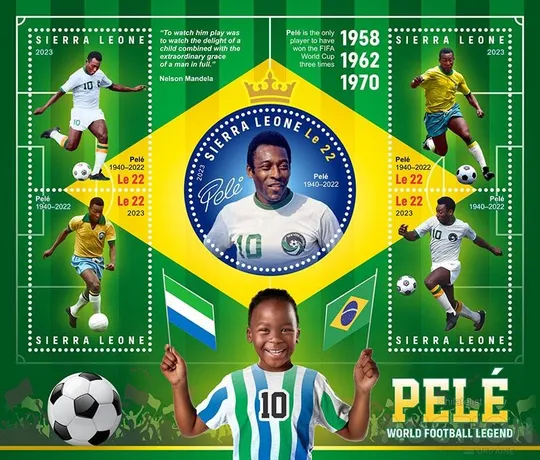 Купити Футбол-Пеле-Совместный выпуск 8 администраций-2023. Чистый полный красивый комплект-8 М/Листов разных стран.MNH.