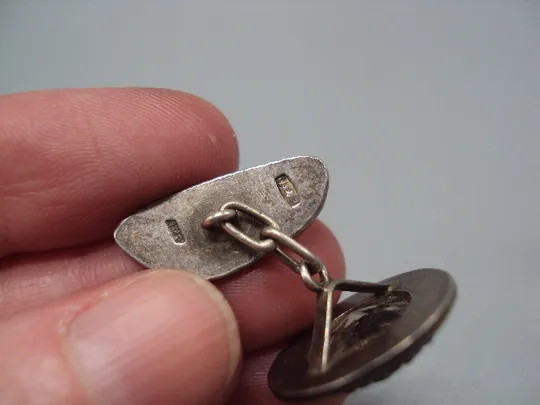 Запонка круглая серебро 875 проба ссср клеймо с звездочка 875 СЮЗ вес 5,83 г диаметр 1,9 см №15795 в Україні