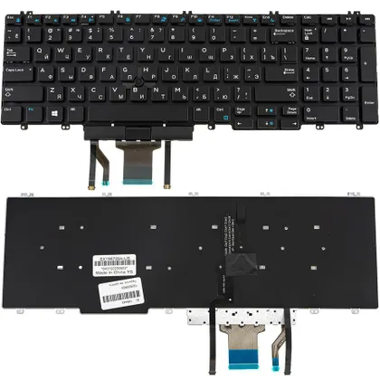 фото, Клавиатура для ноутбука DELL (Precision: 7530, 7730), рус, черный, без рамки, подсветка клавиш