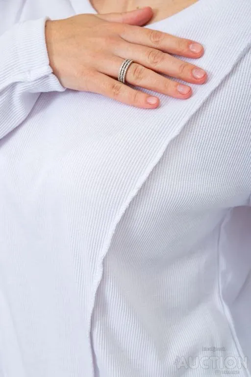 Лонгслив женский в рубчик, цвет белый, 102R325 Де купити