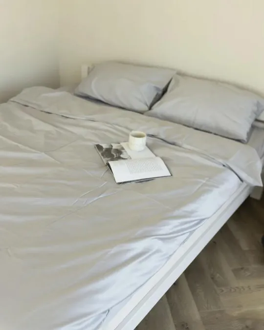 Постельное белье полуторное Dushka Home Сатин Люкс 20932 160х215 см холодный белый Інтернет-аукціон