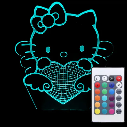 Акриловий світильник-нічник з пультом 16 кольорів Хелоу Кіті tty-n000945 Ціна