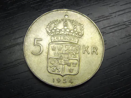 фото, 5 крон Швеція 1954 срібло