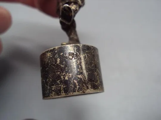 Пробка мужичок музыкант с бубном серебро ВА 84 проба голова вес 29,41 г высота 6,4 см №13966 Де купити