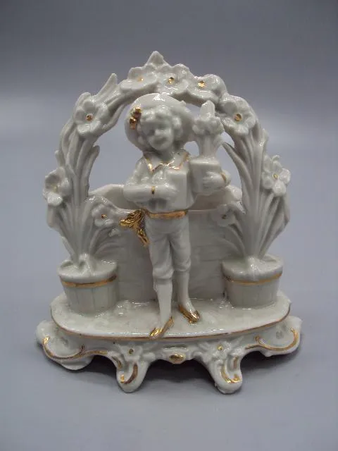 Карандашница фарфор Германия корзина ребенок и вазон мальчик с вазоном подставка для ручек №14340 Ціна