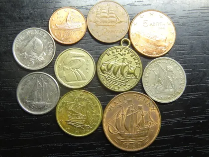 фото, Кораблики в монетах