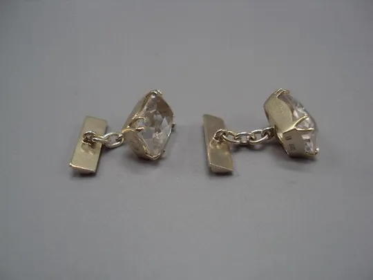 Купити Запонки прямоугольные белые вставки серебро 875 проба ссср 2ЛЮ вес 6,93 г 2,1х1,3х0,9х0,7 см №м14164