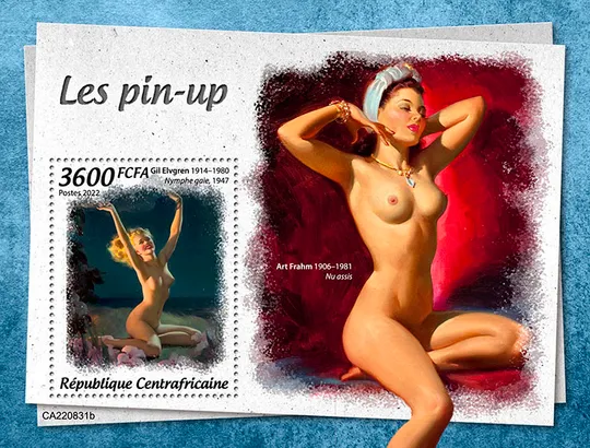 ЦАР-Искусство-ПИН- АП-НЮ -Обнажённая Живопись-2022.Чистый полный красивый комплект.MNH. Ціна