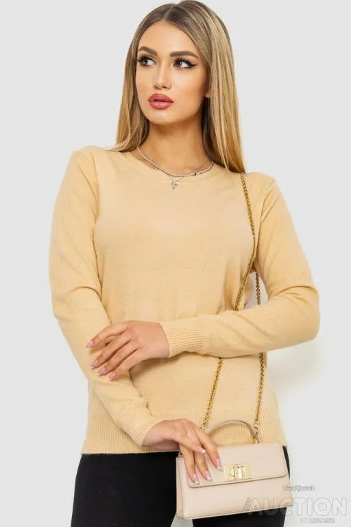 Кофта женский однотонный повседневный, цвет бежевый, 244R2033 Ціна