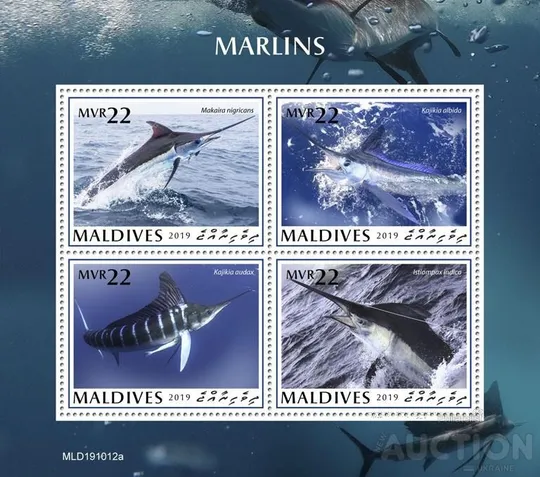 Купити Мальдивы-Рыбы- Марлинс-2019.Чистый полный комплект.MNH.
