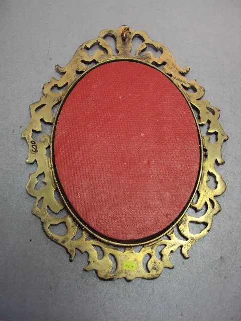 Настенное панно картина шелкография портрет дама девушка в рамке латунь 30,5х22,5см 20,7х15,8см №929 Продаж