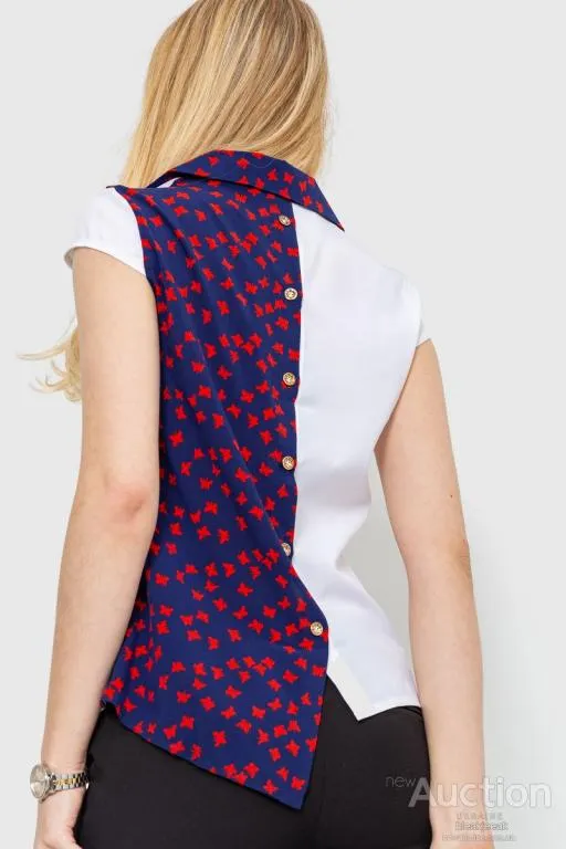 Блуза с принтом, цвет темно-синий, 230R99-11 Продаж