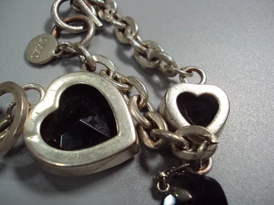 Бижутерия цепочка цепь и браслет OXXO сердце сердечко Обсидиан Европа б/у №11227 Недорого