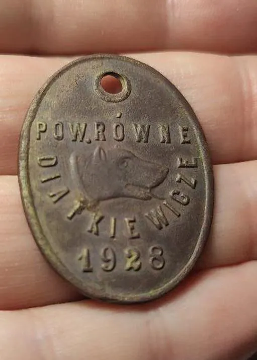 Купити Винтажный польский налоговый жетон для собак 1928 года. Лицензия в районе Ровно. dk659