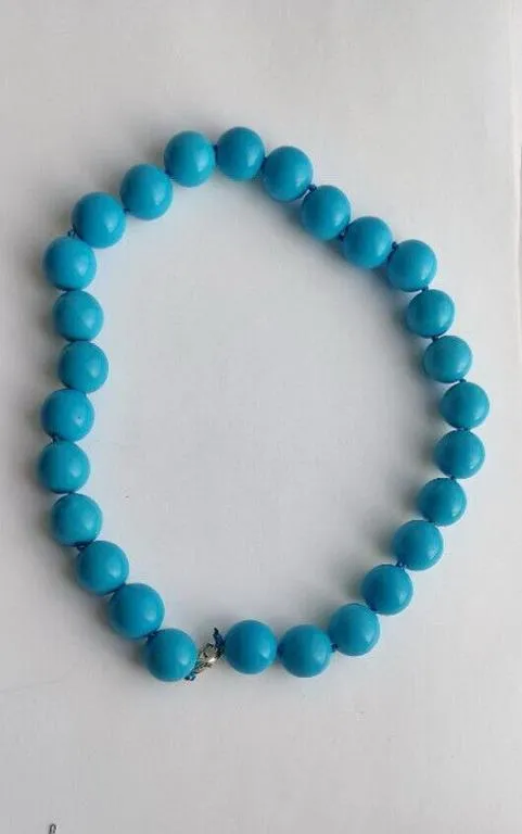 Красивое колье из натуральных камней лазурного цвета, прессованная бирюза mg655 Ціна