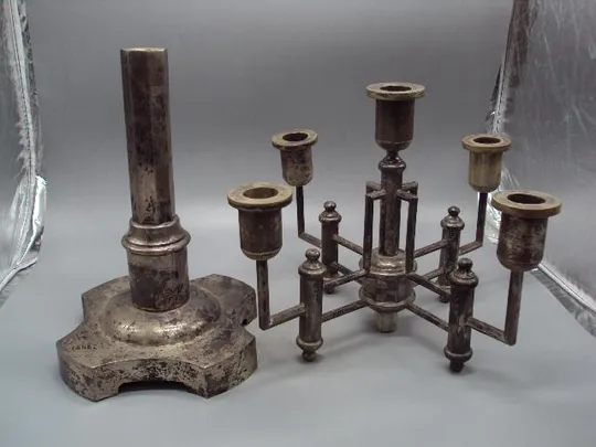 Купити Канделябр подсвечник на 5 свечей серебро 800 проба голова Европа вес 1447 грамм высота 47 см №1368